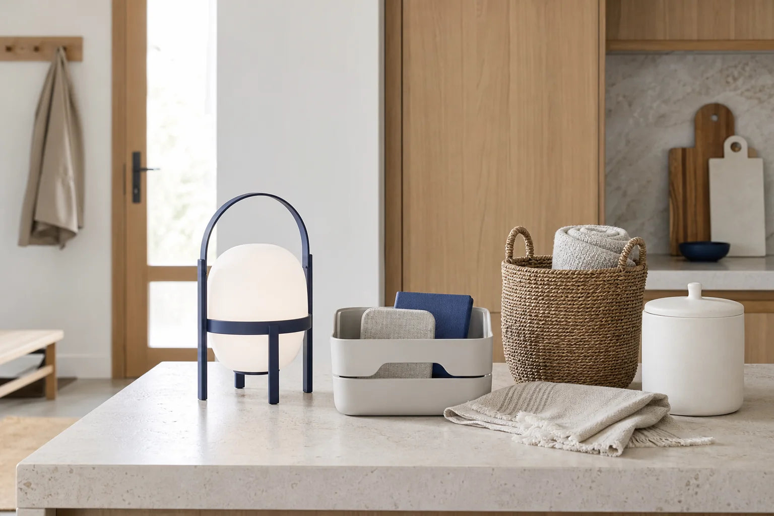 Practical home essentials in a light modern European interior